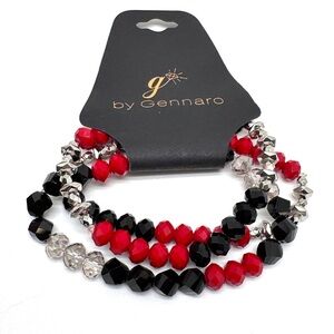 Gennaro Red & Black Faceted Bead Bracelet Set